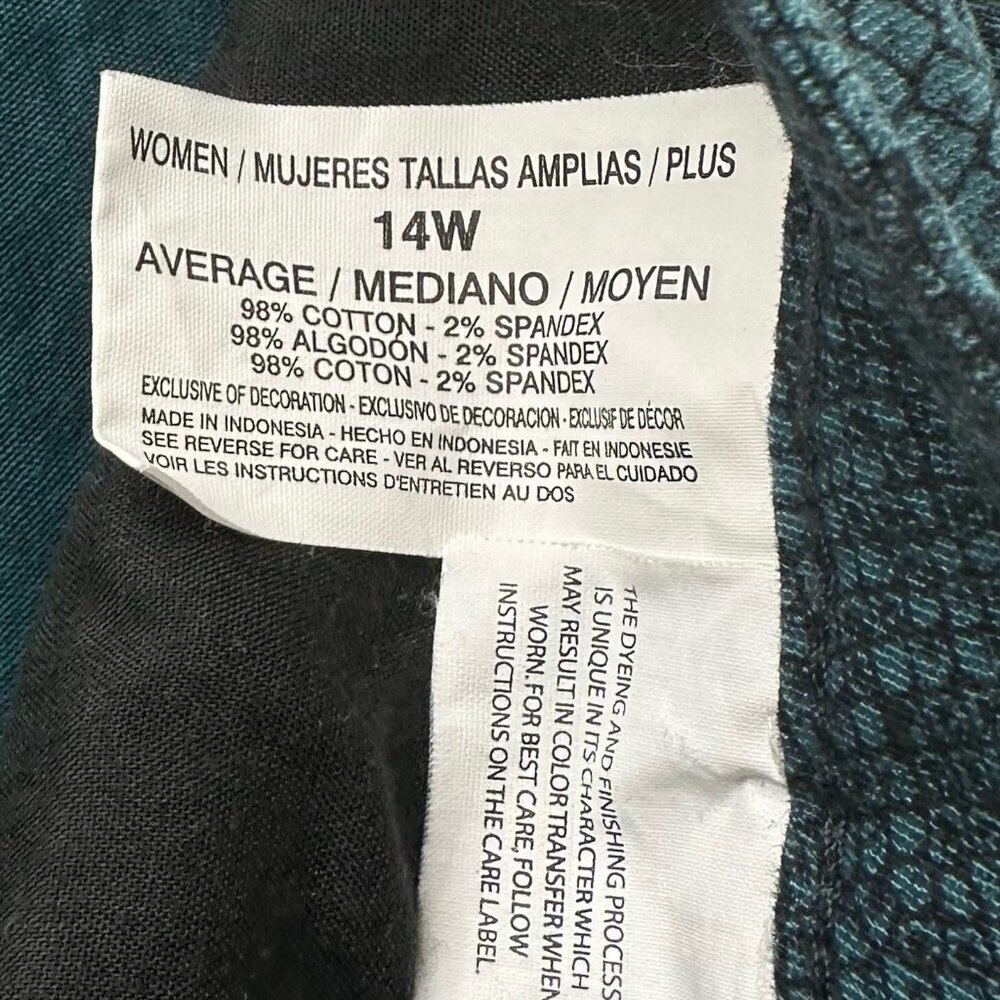 Bandolino Mandie Pants Women Sz 14W High Rise Straight Snake Print Stretchy Teal - Picture 11 of 11